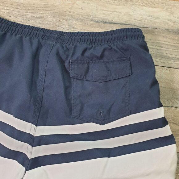 Club Room Men Swim Trunks Navy White Striped Quick Dry Size L Elastic 34' Waist - Picture 6 of 6